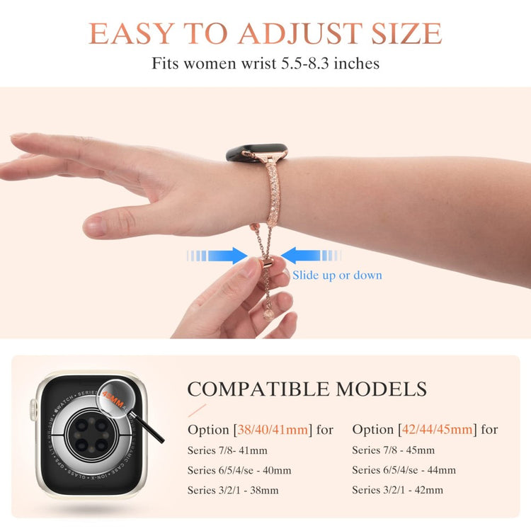 Meget godt Universal Apple Metal og Rhinsten Rem - Pink#serie_3