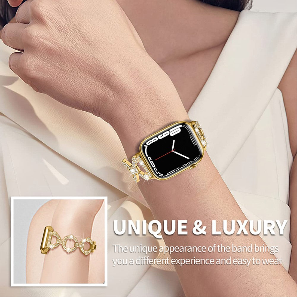 Elegant Universal Apple Rhinsten og Glas Rem - Guld#serie_2