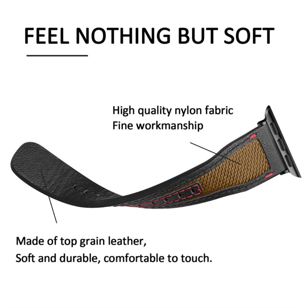 Mega godt Universal Apple Ægte læder og Nylon Rem - Brun#serie_5