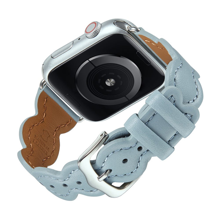 Meget nydelig Universal Apple Ægte læder Rem - Blå#serie_3