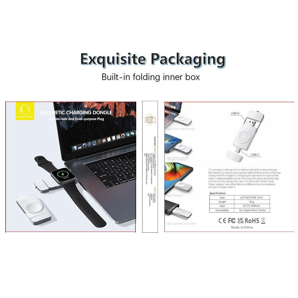 1m Plastik Universal Apple Trådløs Magnetisk USB Type-C Ladestation - Hvid#serie_109