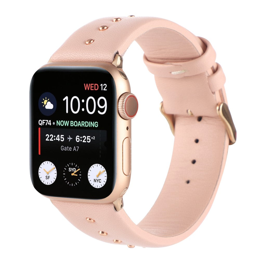 Super Sejt Ægte Læder Universal Rem passer til Apple Smartwatch - Pink#serie_1