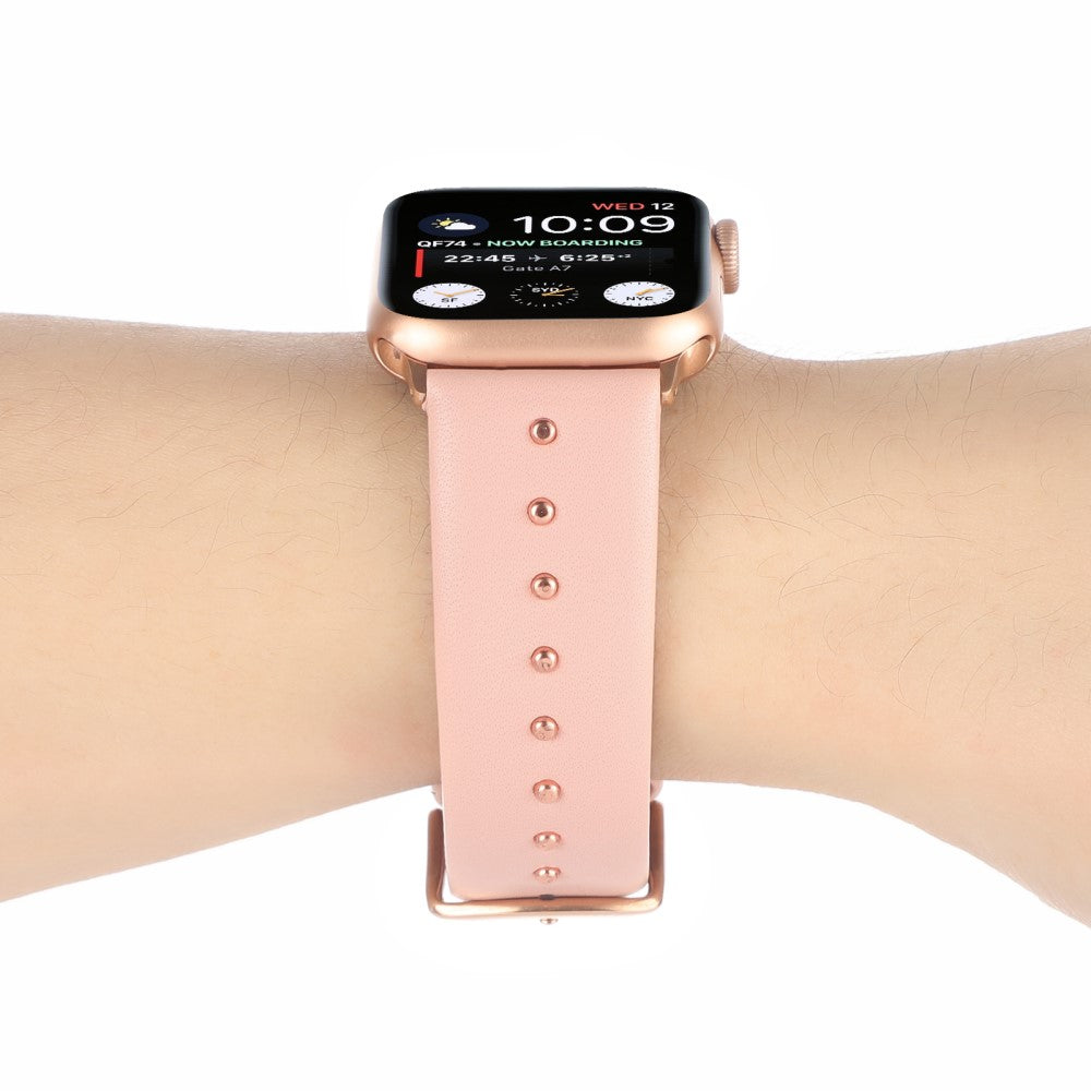 Super Sejt Ægte Læder Universal Rem passer til Apple Smartwatch - Pink#serie_1