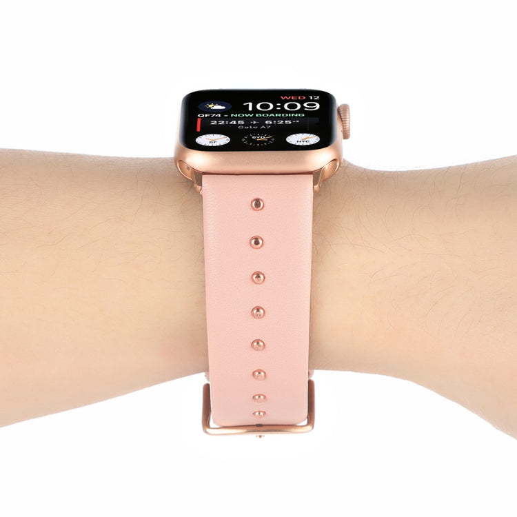 Super Sejt Ægte Læder Universal Rem passer til Apple Smartwatch - Pink#serie_1