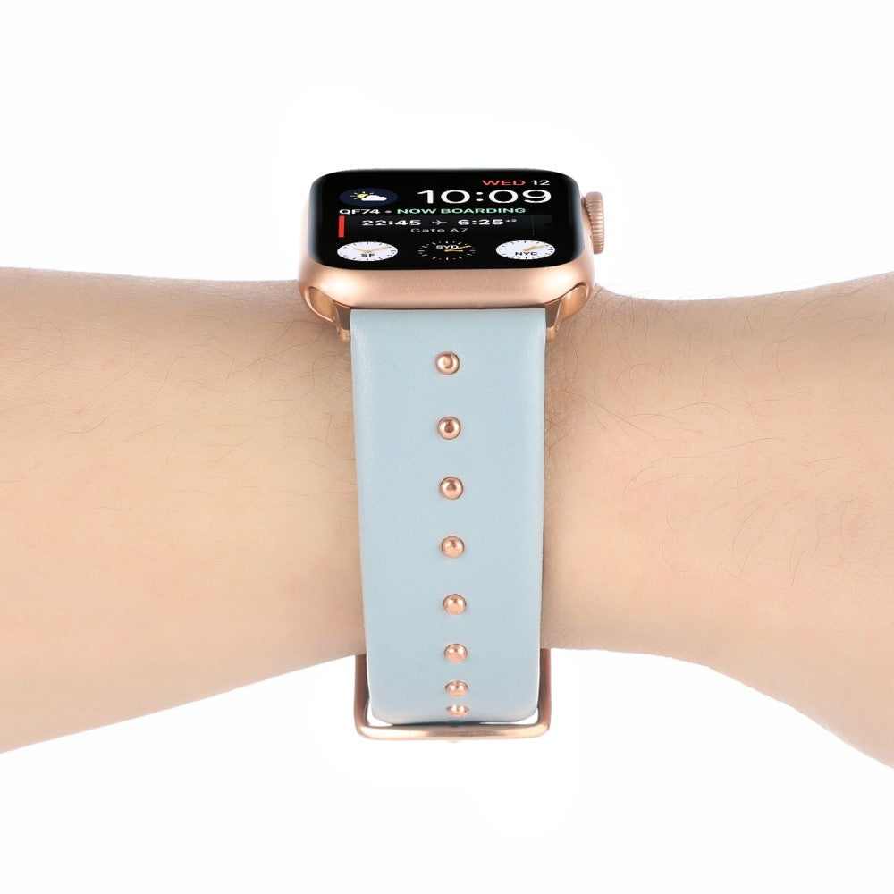 Super Sejt Ægte Læder Universal Rem passer til Apple Smartwatch - Blå#serie_2