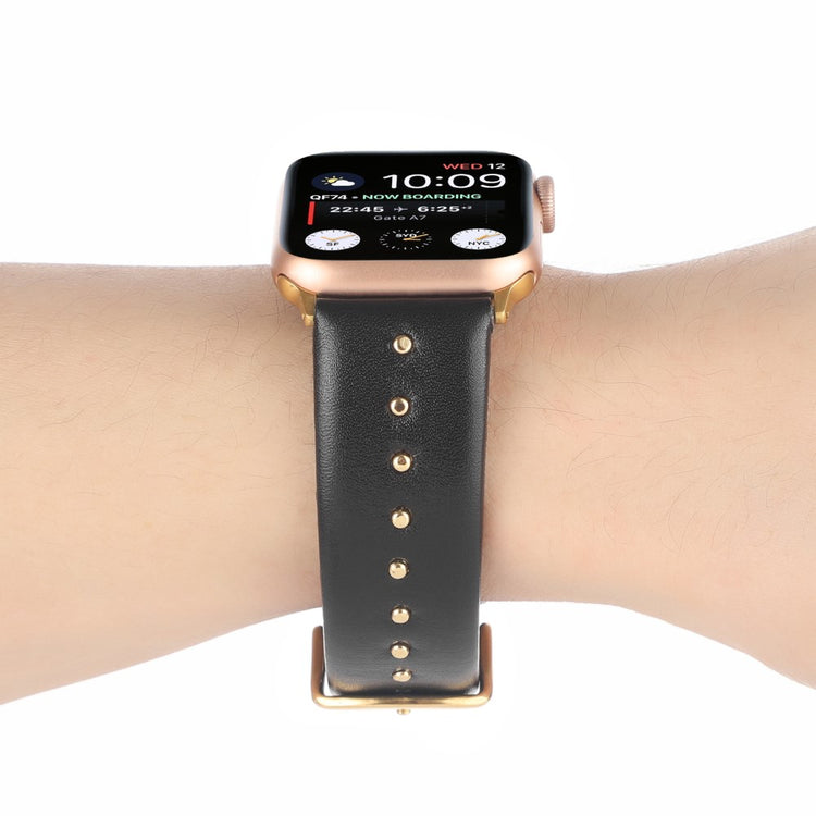 Super Sejt Ægte Læder Universal Rem passer til Apple Smartwatch - Sort#serie_3