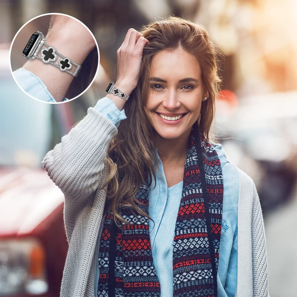 Skøn Metal Og Rhinsten Universal Rem passer til Apple Smartwatch - Hvid#serie_3