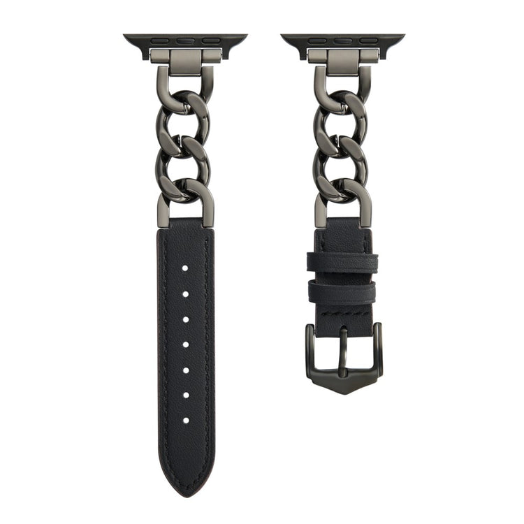 Elegant Metal Og Kunstlæder Universal Rem passer til Apple Smartwatch - Sort#serie_1
