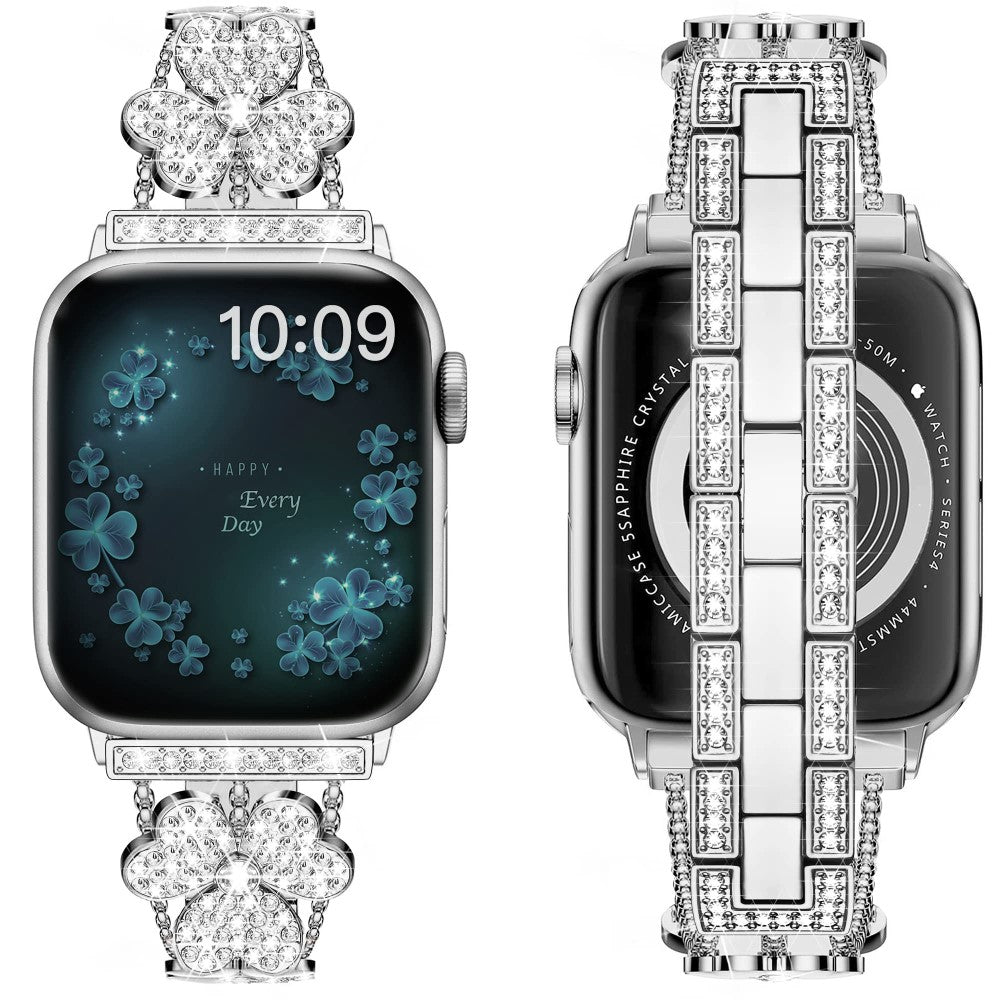 Mega Fint Metal Og Rhinsten Universal Rem passer til Apple Smartwatch - Sølv#serie_2