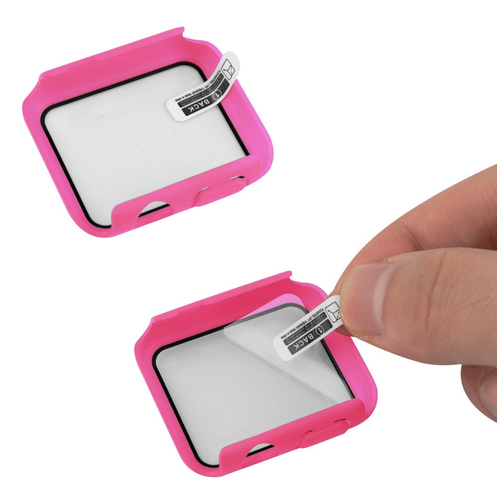 Fint Universal Apple Cover med Skærmbeskytter i Plastik og Hærdet Glas - Pink#serie_15