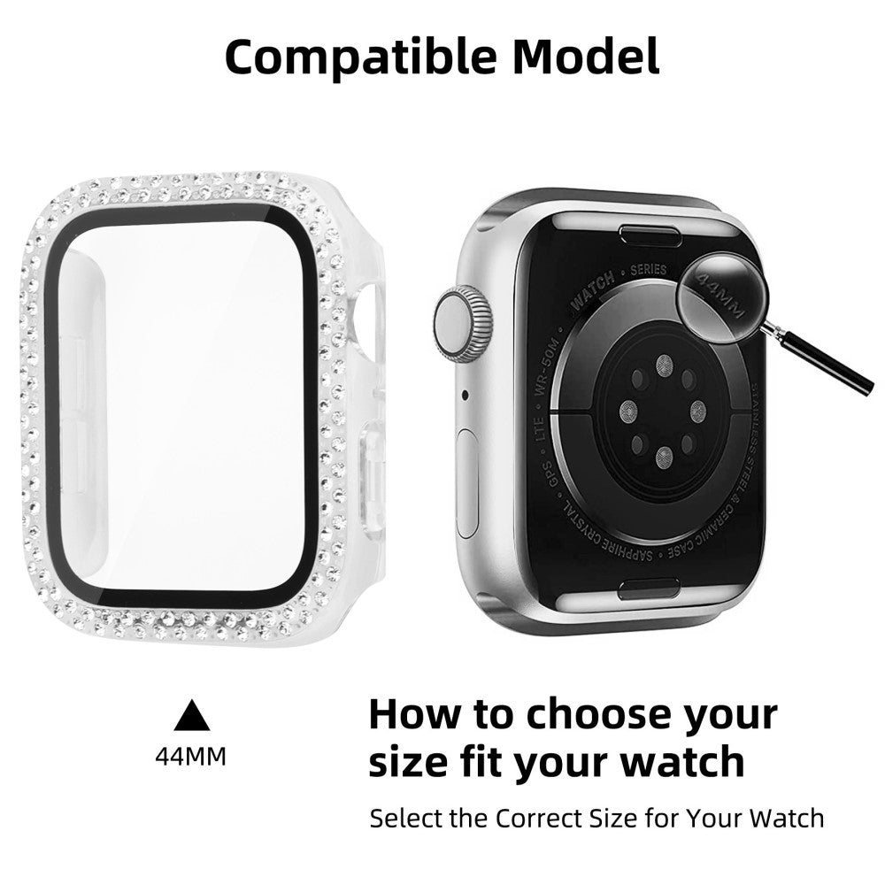 Mega Fint Universal Apple Cover med Skærmbeskytter i Plastik, Rhinsten og Hærdet Glas - Gennemsigtig#serie_3