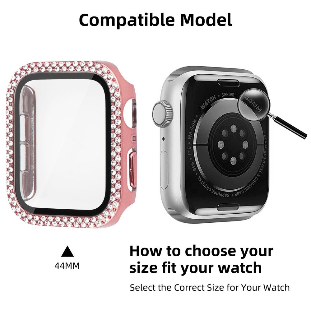 Mega Fint Universal Apple Cover med Skærmbeskytter i Plastik, Rhinsten og Hærdet Glas - Pink#serie_5