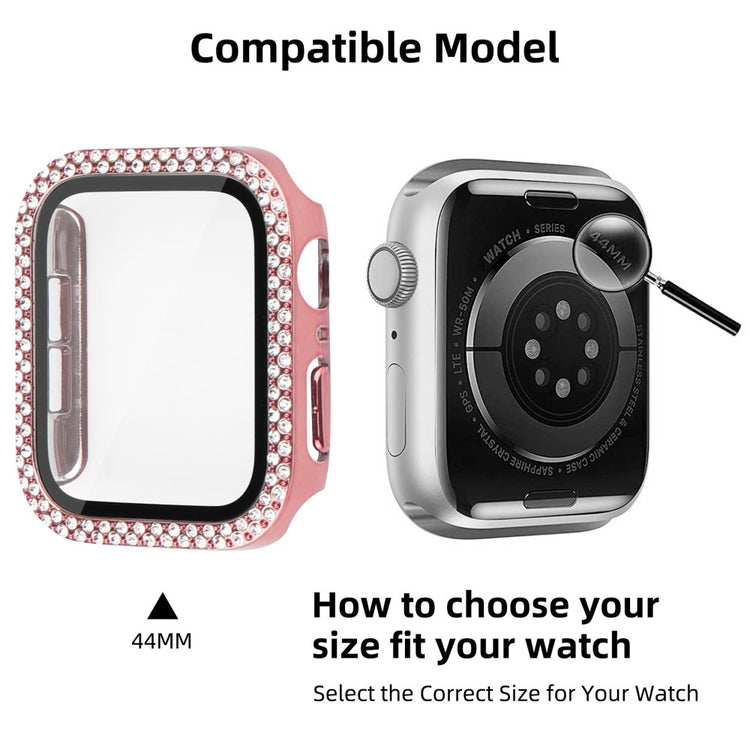 Mega Fint Universal Apple Cover med Skærmbeskytter i Plastik, Rhinsten og Hærdet Glas - Pink#serie_5