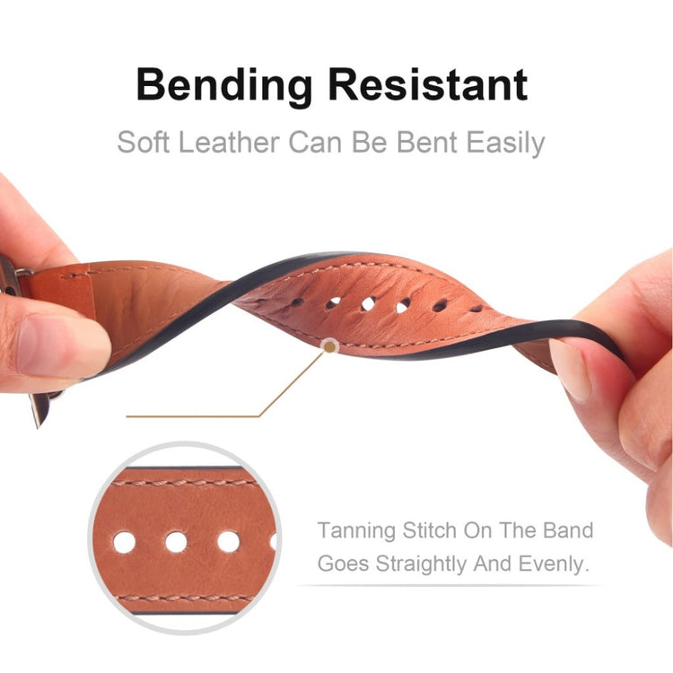 Kønt Apple Watch Series 4 40mm Ægte læder Rem - Brun#serie_1