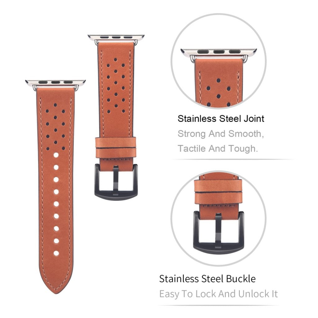 Kønt Apple Watch Series 4 40mm Ægte læder Rem - Brun#serie_1