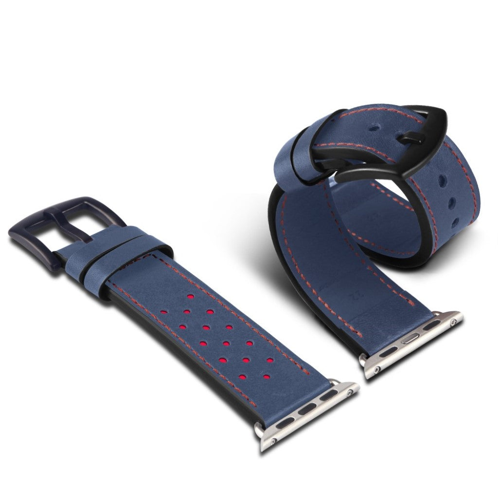 Kønt Apple Watch Series 4 40mm Ægte læder Rem - Blå#serie_2