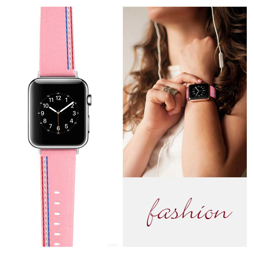 Helt vildt elegant Apple Watch Series 4 40mm Ægte læder Rem - Pink#serie_2