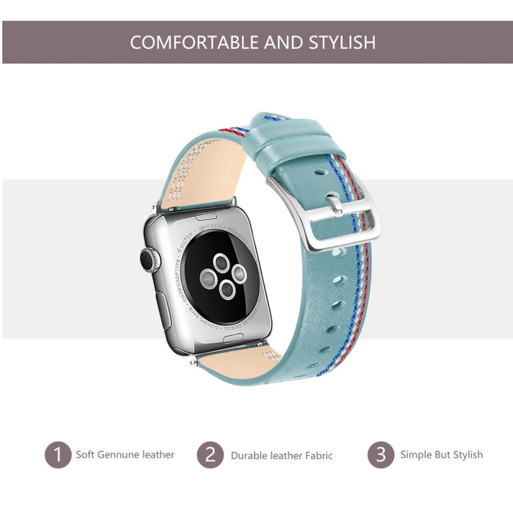 Helt vildt elegant Apple Watch Series 4 40mm Ægte læder Rem - Blå#serie_7