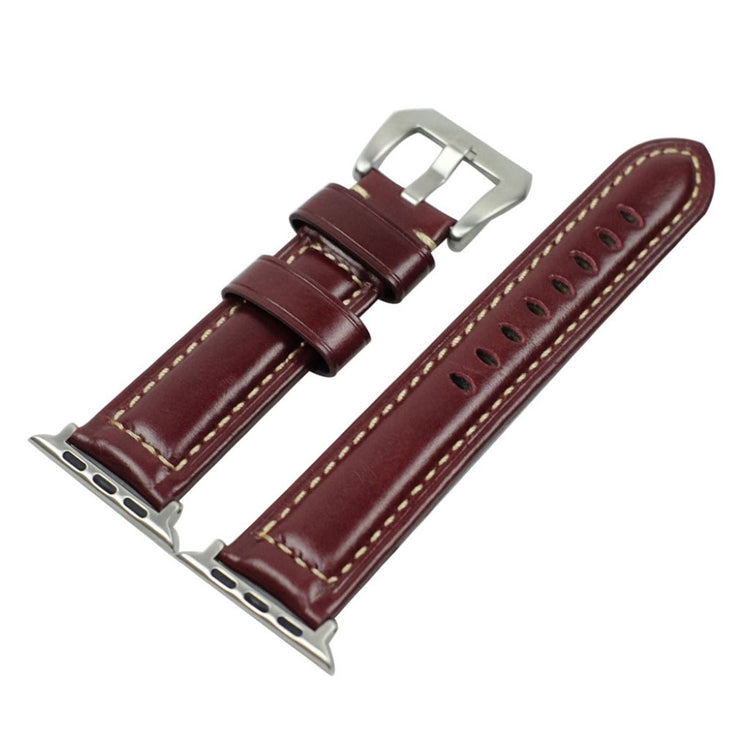 Mega holdbart Apple Watch Series 4 40mm Ægte læder Rem - Rød#serie_2