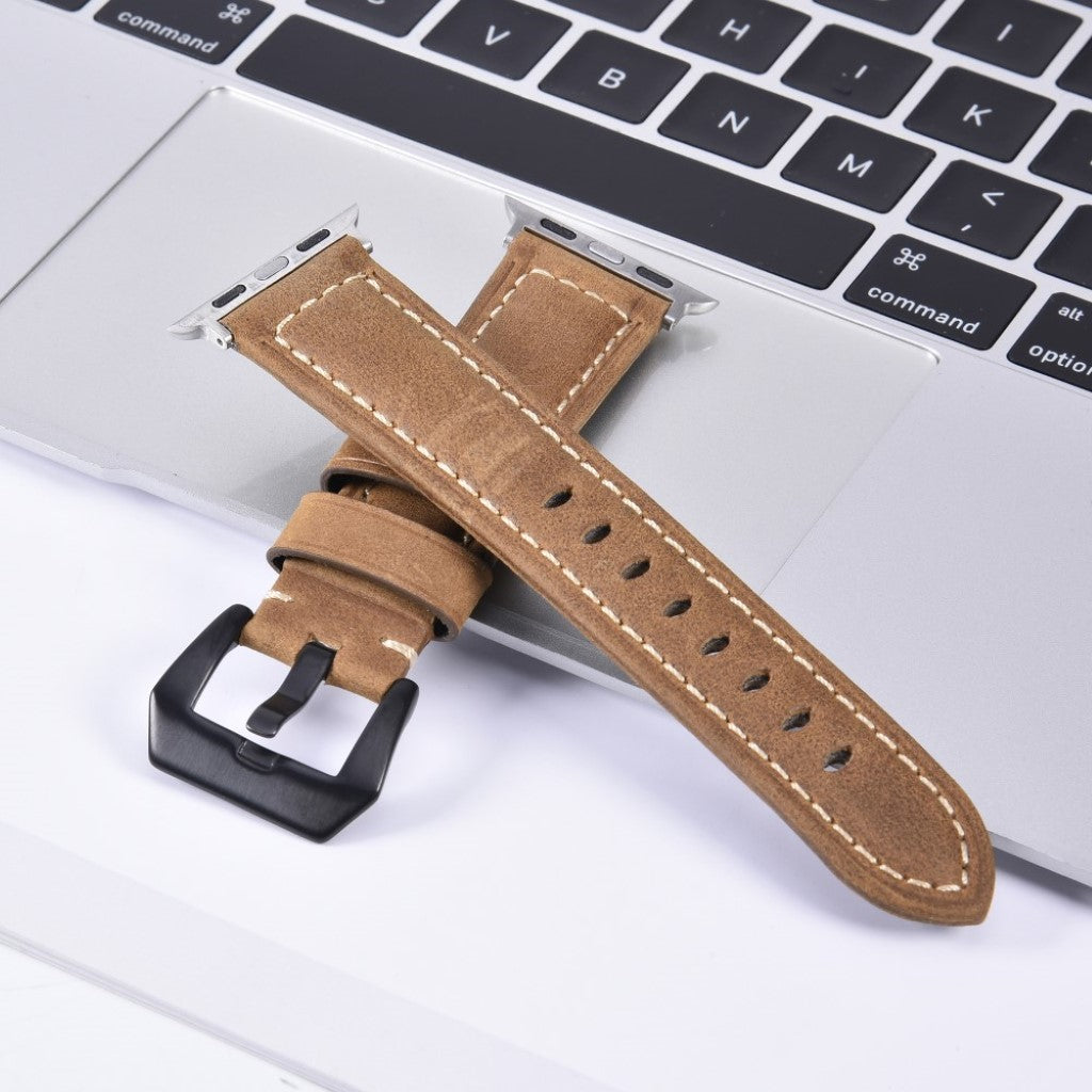 Mega nydelig Apple Watch Series 4 40mm Ægte læder Rem - Brun#serie_2