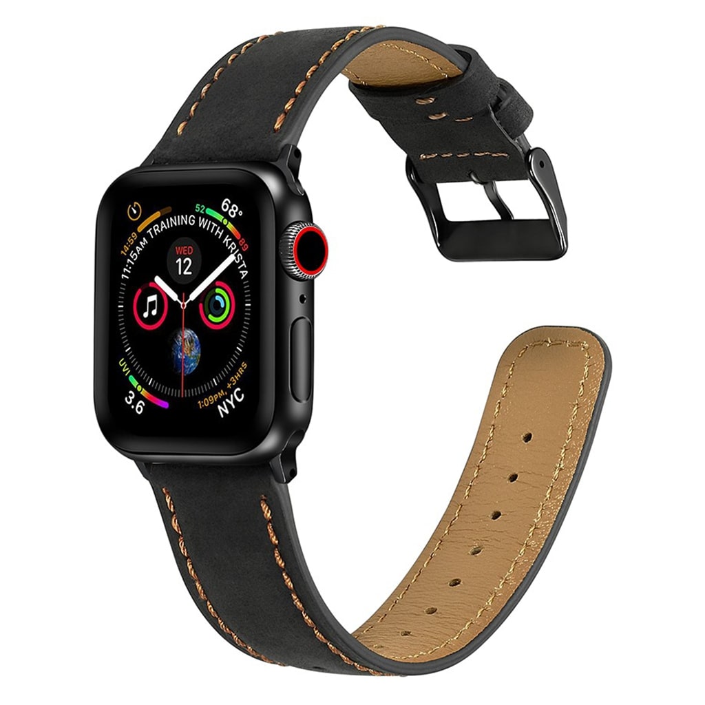 Meget fantastisk Apple Watch Series 4 40mm Γgte lΓ¦der Rem - Sort#serie_1