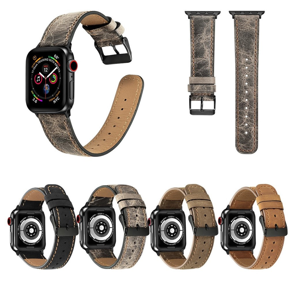 Meget fantastisk Apple Watch Series 4 40mm Ægte læder Rem - Sølv#serie_2