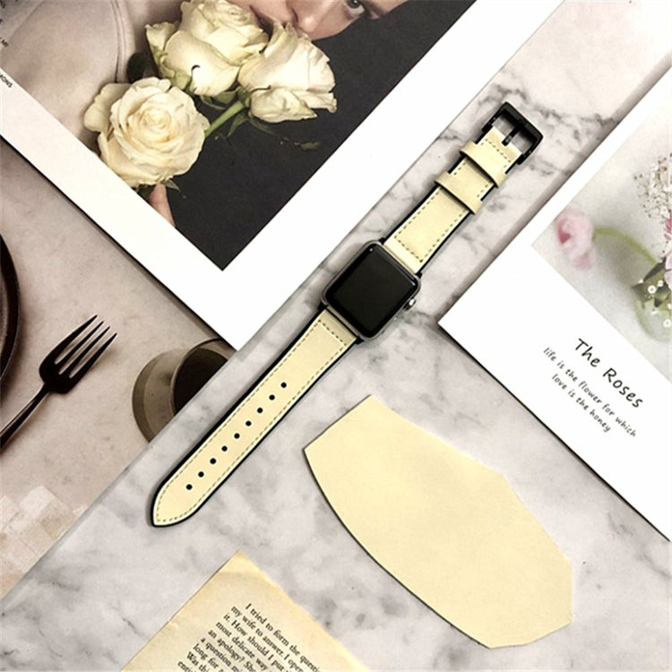 Holdbart Apple Watch Series 4 40mm Ægte læder Rem - Hvid#serie_1