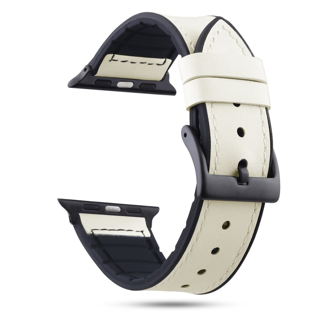 Holdbart Apple Watch Series 4 40mm Γgte lΓ¦der Rem - Hvid#serie_1