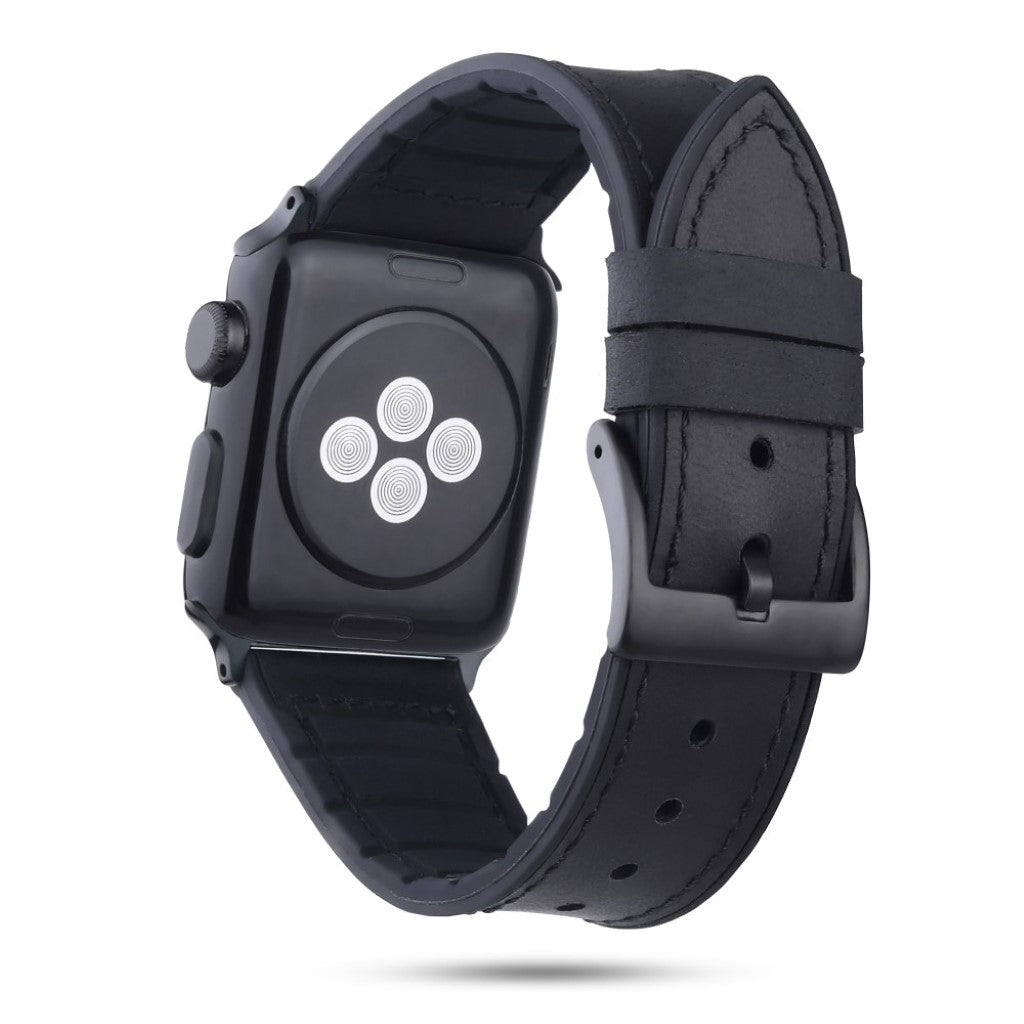 Holdbart Apple Watch Series 4 40mm Ægte læder Rem - Sort#serie_4