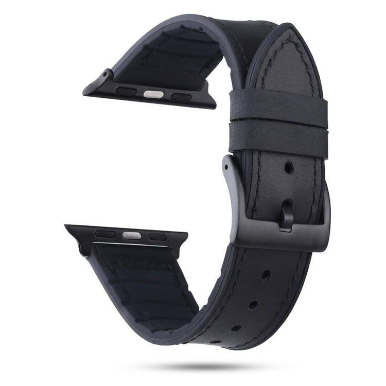 Holdbart Apple Watch Series 4 40mm Ægte læder Rem - Sort#serie_4