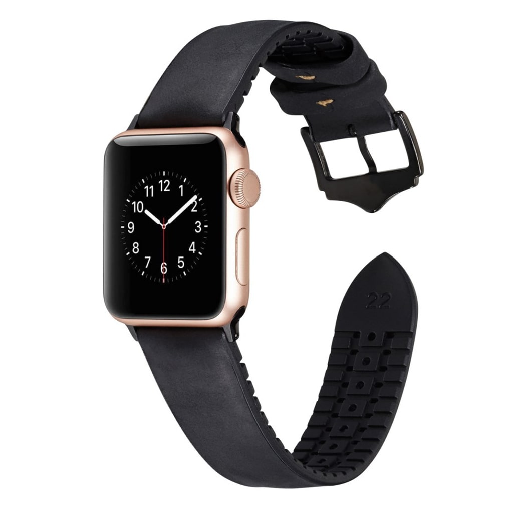 Rigtigt hΓ₯rdfΓΈr Apple Watch Series 4 40mm KunstlΓ¦der Rem - Sort#serie_1
