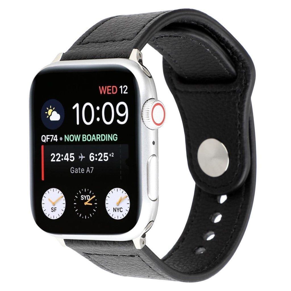 Glimrende Apple Watch Series 4 40mm Ægte læder Rem - Sort#serie_2