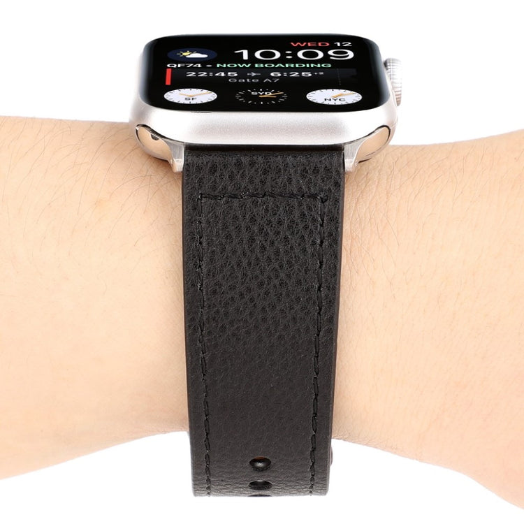 Glimrende Apple Watch Series 4 40mm Ægte læder Rem - Sort#serie_2