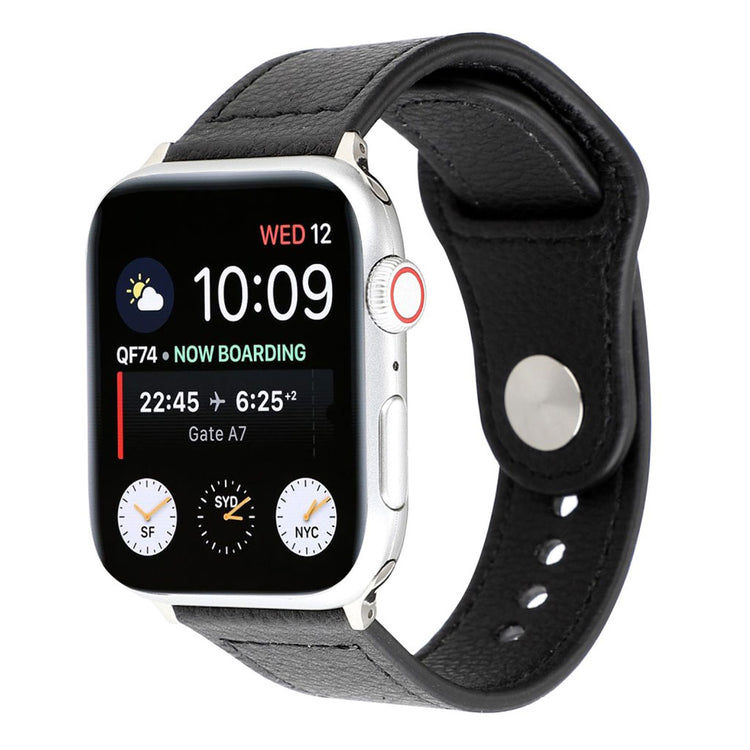 Glimrende Apple Watch Series 4 40mm Ægte læder Rem - Sort#serie_2