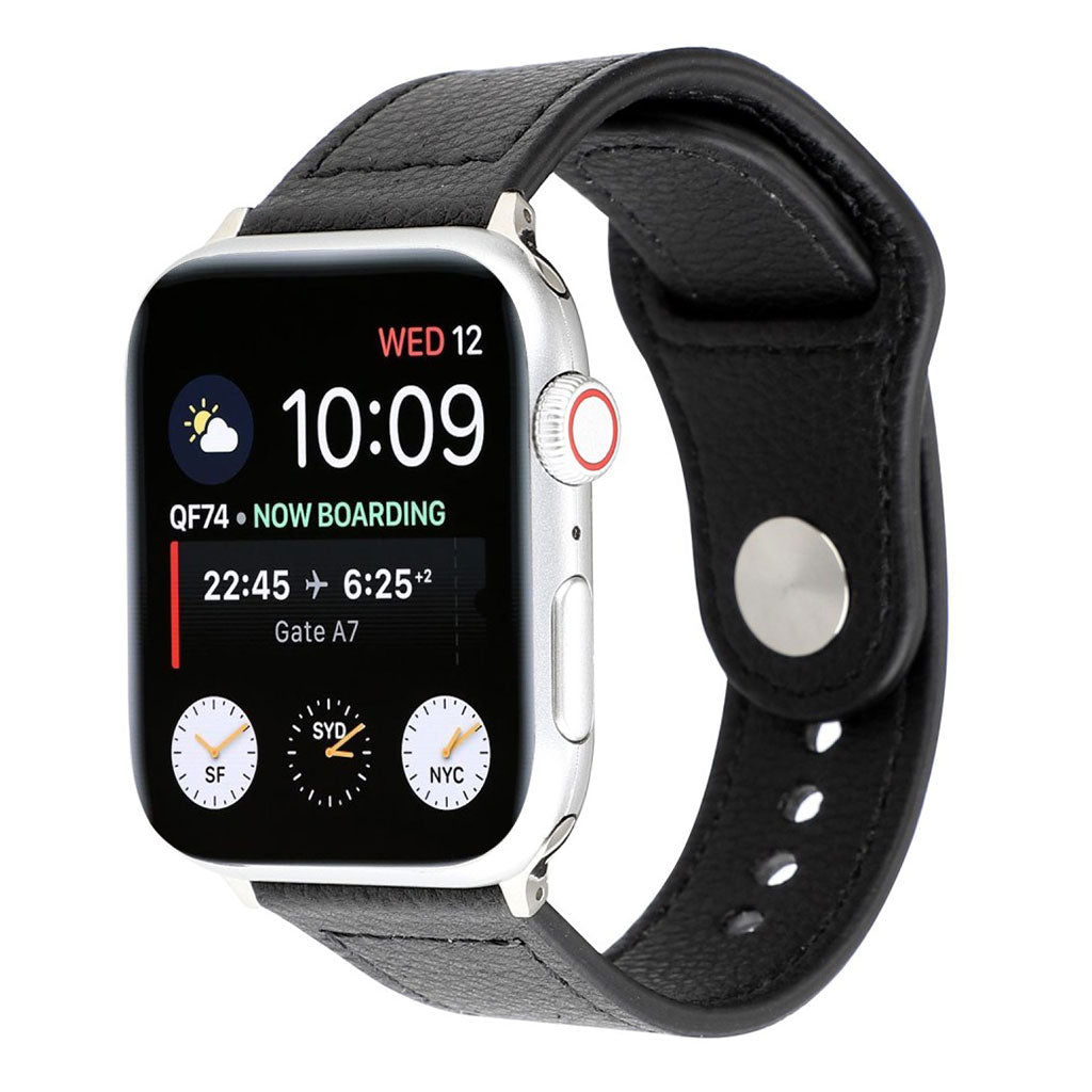 Glimrende Apple Watch Series 4 40mm Ægte læder Rem - Sort#serie_2