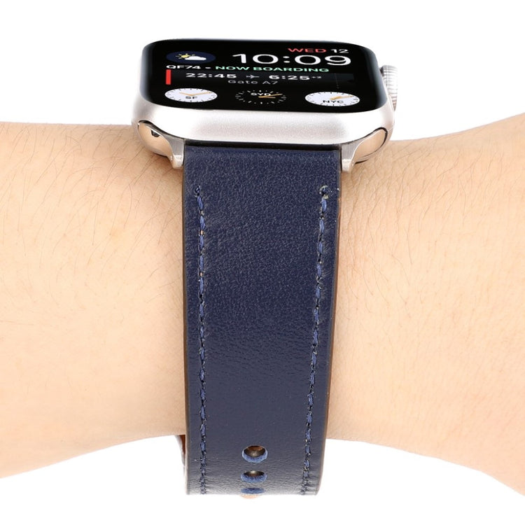 Glimrende Apple Watch Series 4 40mm Ægte læder Rem - Sølv#serie_3