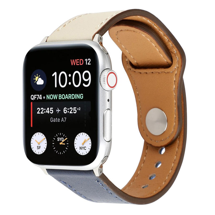 Glimrende Apple Watch Series 4 40mm Ægte læder Rem - Sølv#serie_3