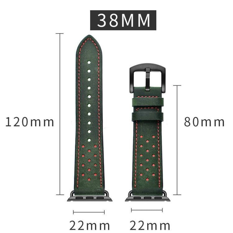 Apple Watch Series 5 40mm / Apple Watch 40mm Ægte læder Rem - Grøn#serie_2