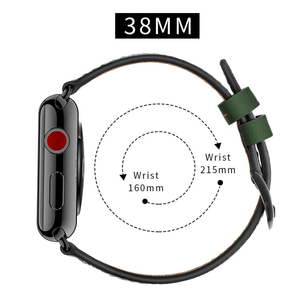 Apple Watch Series 5 40mm / Apple Watch 40mm Ægte læder Rem - Grøn#serie_2