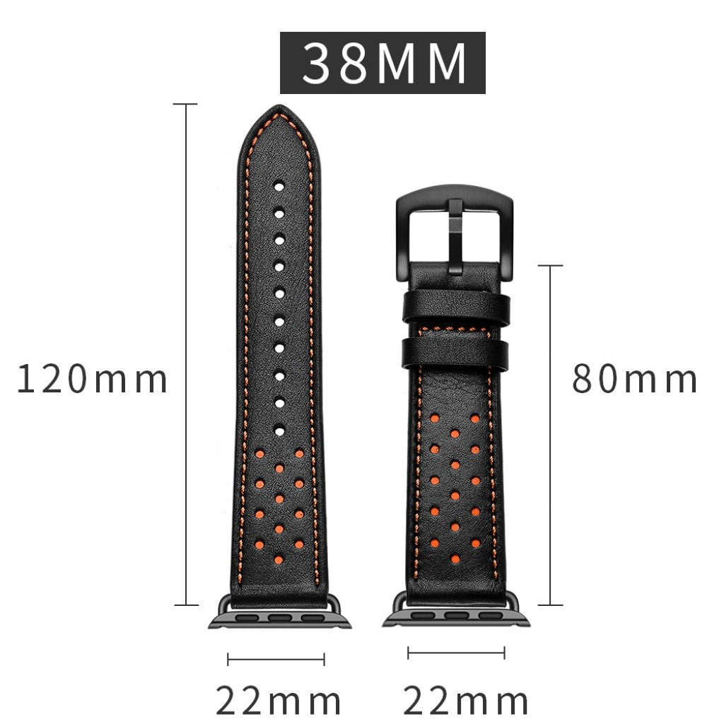 Apple Watch Series 5 40mm / Apple Watch 40mm Ægte læder Rem - Sort#serie_3