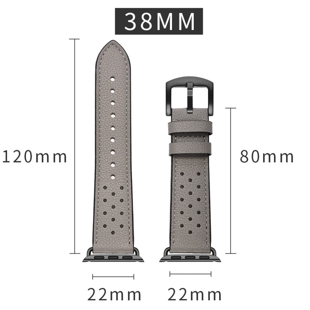 Apple Watch Series 5 40mm / Apple Watch 40mm Ægte læder Rem - Sølv#serie_5