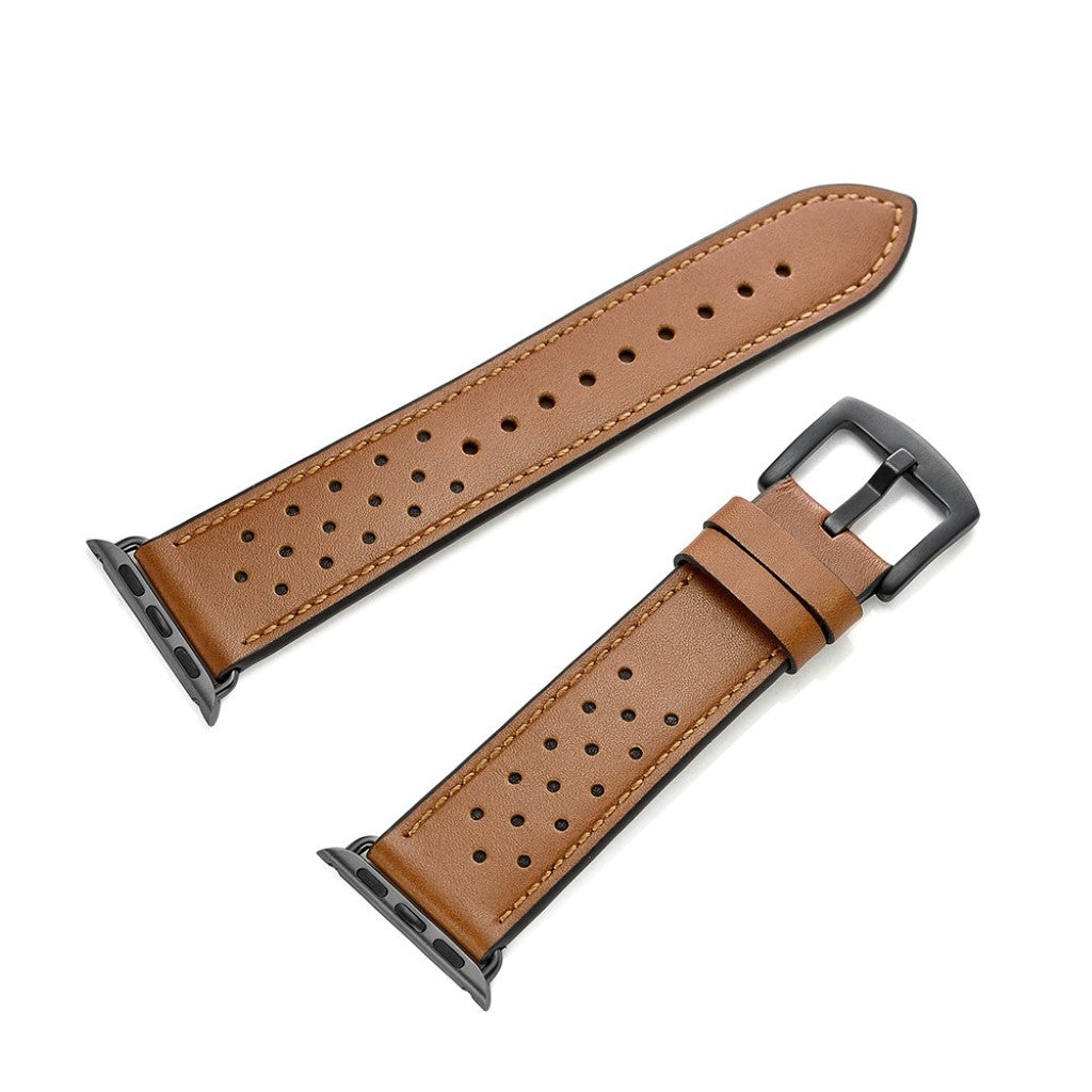 Apple Watch Series 5 40mm / Apple Watch 40mm Ægte læder Rem - Brun#serie_6
