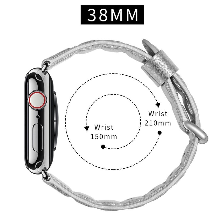 Apple Watch Series 5 40mm / Apple Watch 40mm Ægte læder Rem - Sølv#serie_2