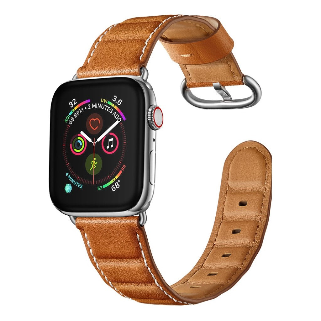 Apple Watch Series 5 40mm / Apple Watch 40mm Ægte læder Rem - Brun#serie_3