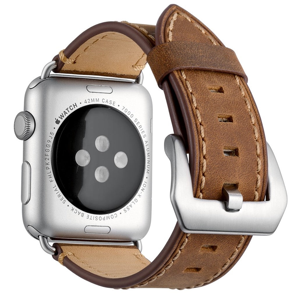 Apple Watch Series 5 40mm / Apple Watch 40mm Ægte læder Rem - Brun#serie_2