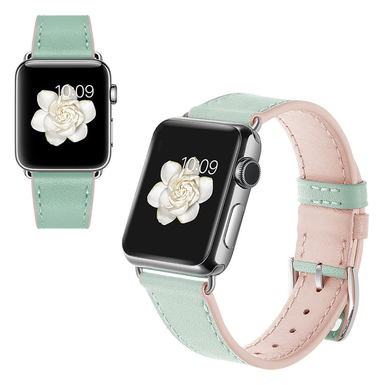 Apple Watch Series 5 40mm / Apple Watch 40mm Ægte læder Rem - Grøn#serie_1