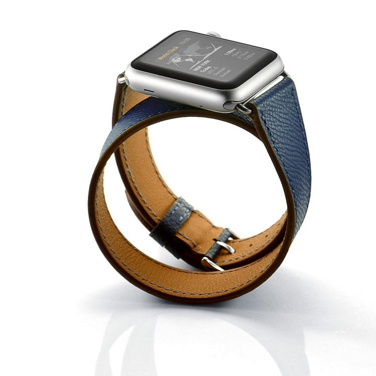 Apple Watch Series 5 40mm / Apple Watch 40mm Ægte læder Rem - Blå#serie_3