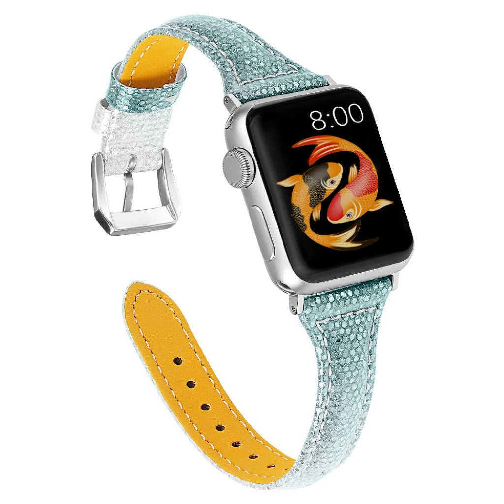 Apple Watch Series 5 40mm / Apple Watch 40mm Ægte læder Rem - Grøn#serie_5