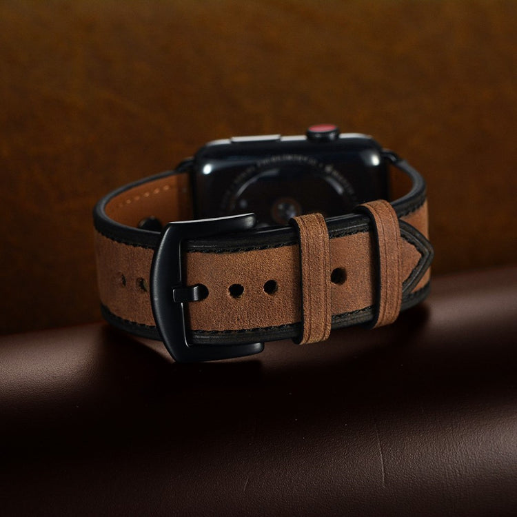 Apple Watch Series 5 40mm / Apple Watch 40mm Ægte læder Rem - Brun#serie_3