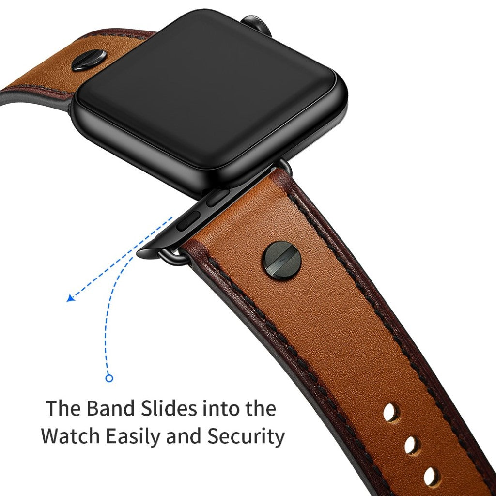 Apple Watch Series 5 40mm / Apple Watch 40mm Ægte læder Rem - Brun#serie_4